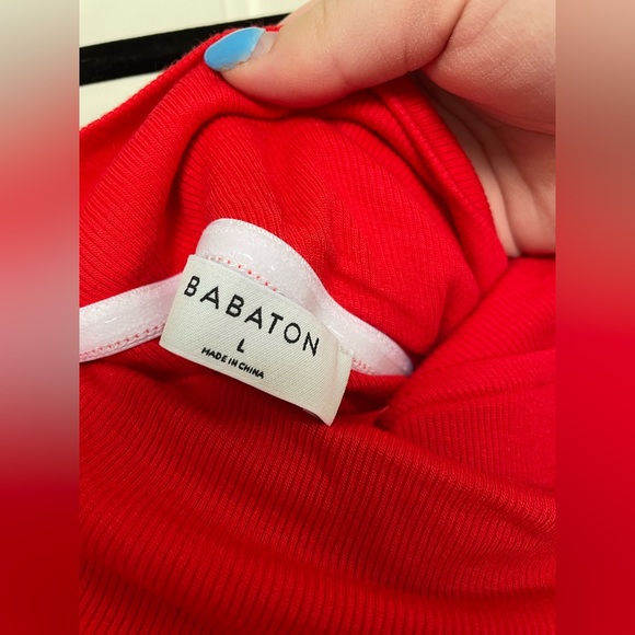 Babaton Red Criss Cross Off-The-Shoulder Sweater - Picture 3 of 3